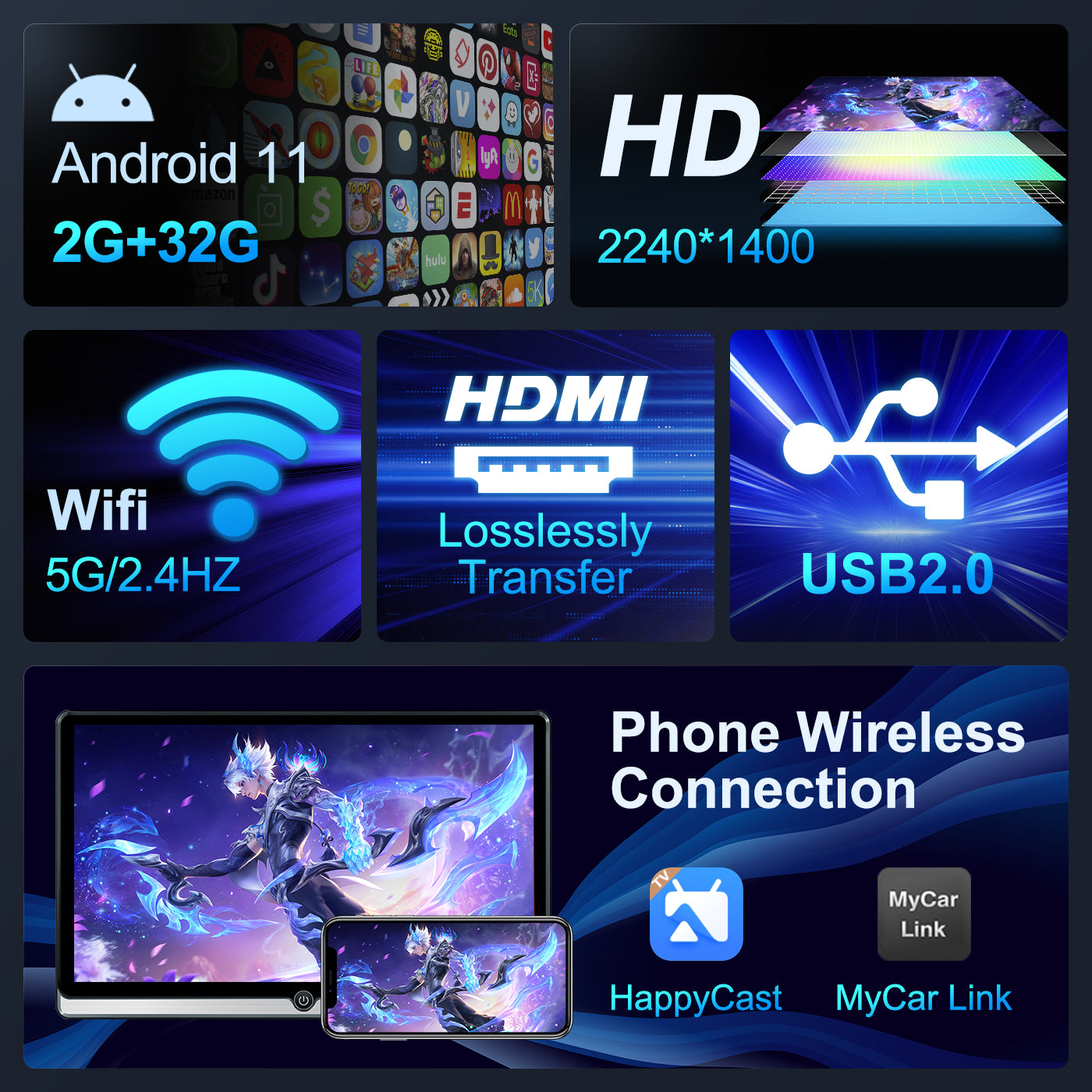 14inch Android Portable Car TV Headrest Monitor Tablet