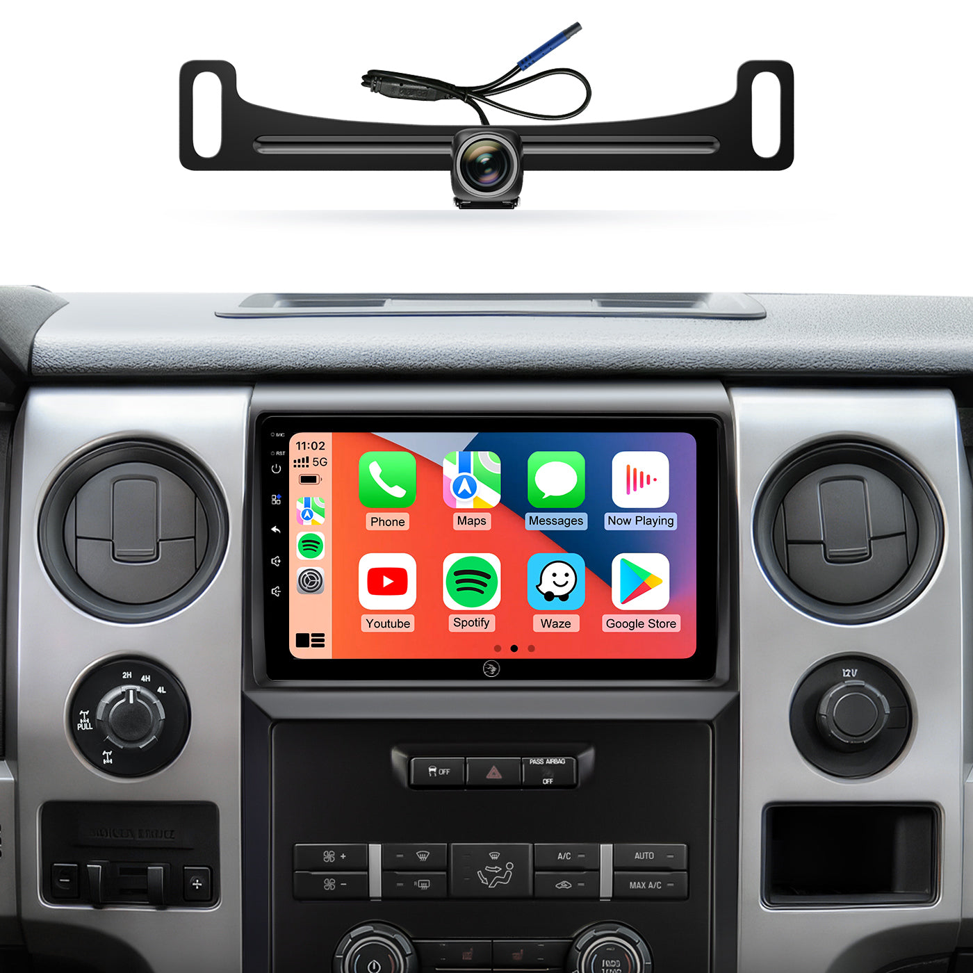 9 Inch Android Car Radio Stereo for Ford F150 2009-2012 - Wireless CarPlay & Android Auto, 5G WiFi GPS Navigation, Bluetooth Touchscreen with Backup Camera