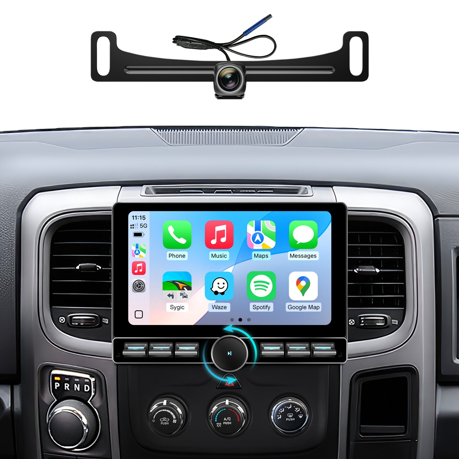 for Dodge 1500/2500/3500 Ram Radio 2013-2018 | Manual/Auto AC |Wireless CarPlay Android Auto| Single Knob Keybutton QLED Touch Screen Car Stereo