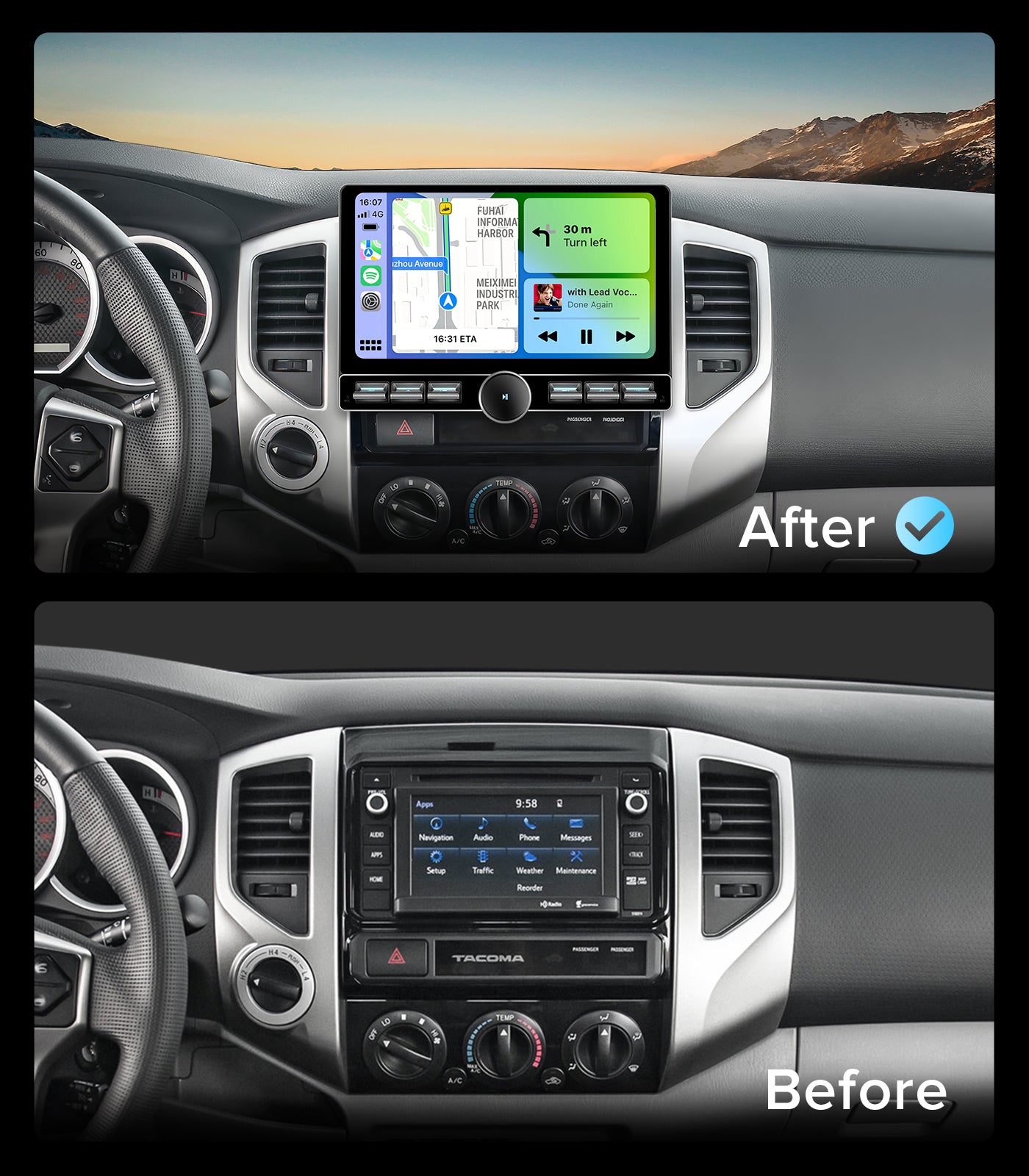 for Toyota Tacoma Car Radio 2005-2015 |Wireless CarPlay Android Auto| Single Knob Keybutton QLED Touch Screen Stereo Upgrade | Android 13.0| AM/FM |Steering Wheel Control