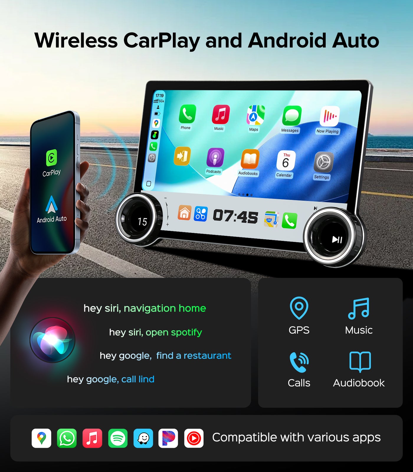 11.5" Dual Knobs car Radio for Ford F150 2004~2008,F250/F350/450/550 2009~2016 | Wireless CarPlay Android Auto | QLED Touch Screen Car Stereo