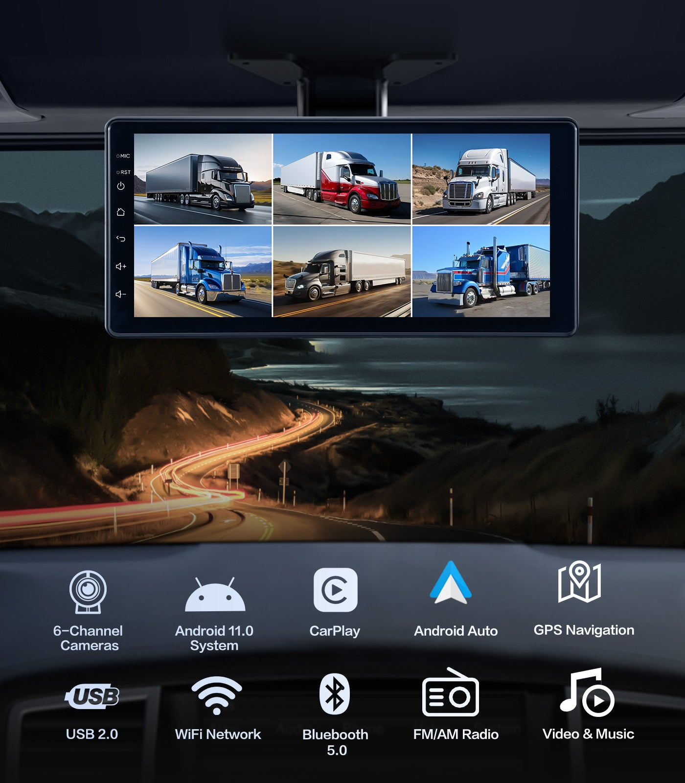 10.33"Touch Screen 6-Channel 1080P Dash Cam Backup Camera System