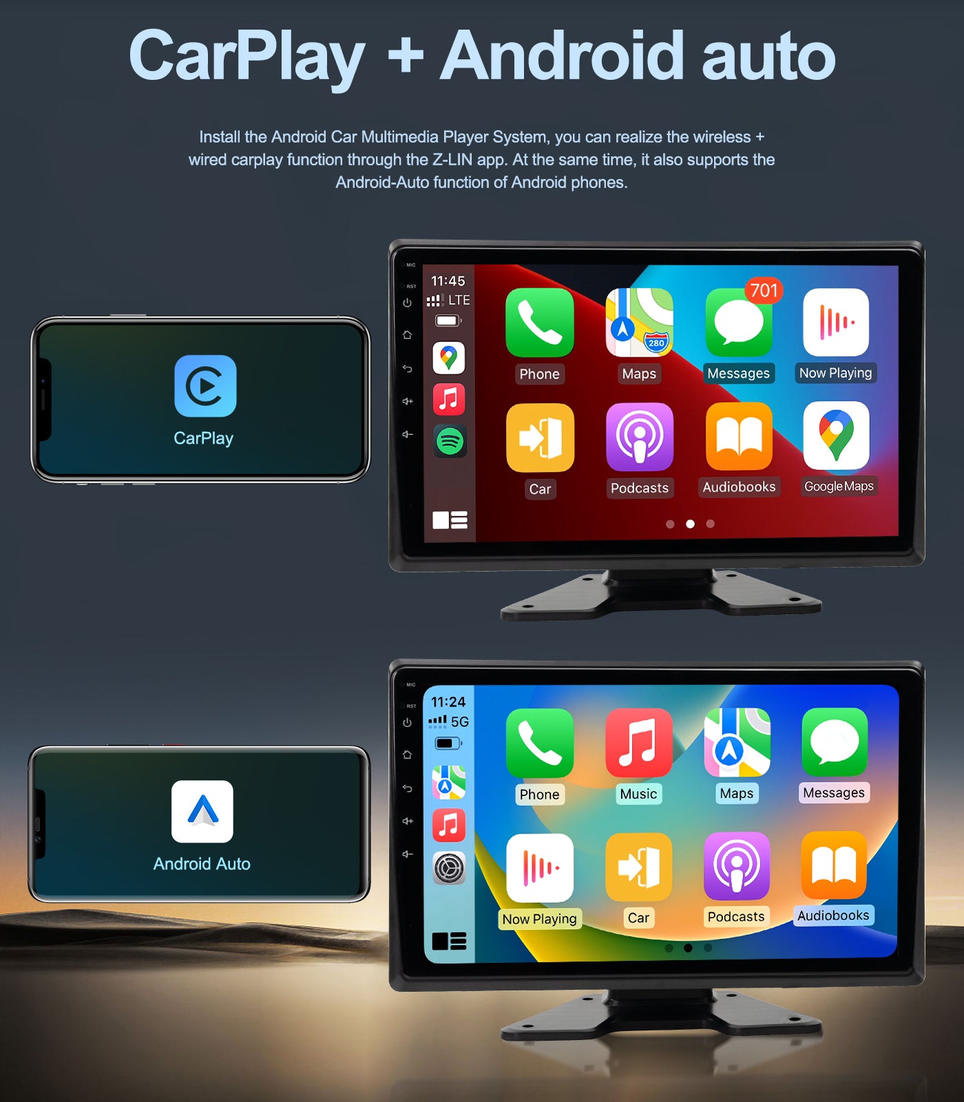 5-Channel 1080P Backup Camera Dash Cam with 10.2'' Monitor,DVR Recording Back Up Camera for RV/Truck/Van/Trailer/SUV Cars, Android.11 Car Raido with Wireless CarPlay/Android Auto/BT/FM/WiFi