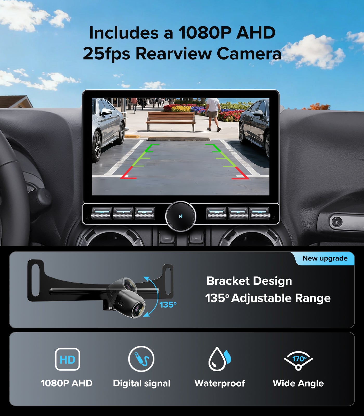 for Jeep Wrangler JK Head Unit Dodge Ram 1500 Radio | Wireless CarPlay Android Auto QLED Touch Screen Car Stereo | Single Knob Keybutton| AM/FM |Steering Wheel Control