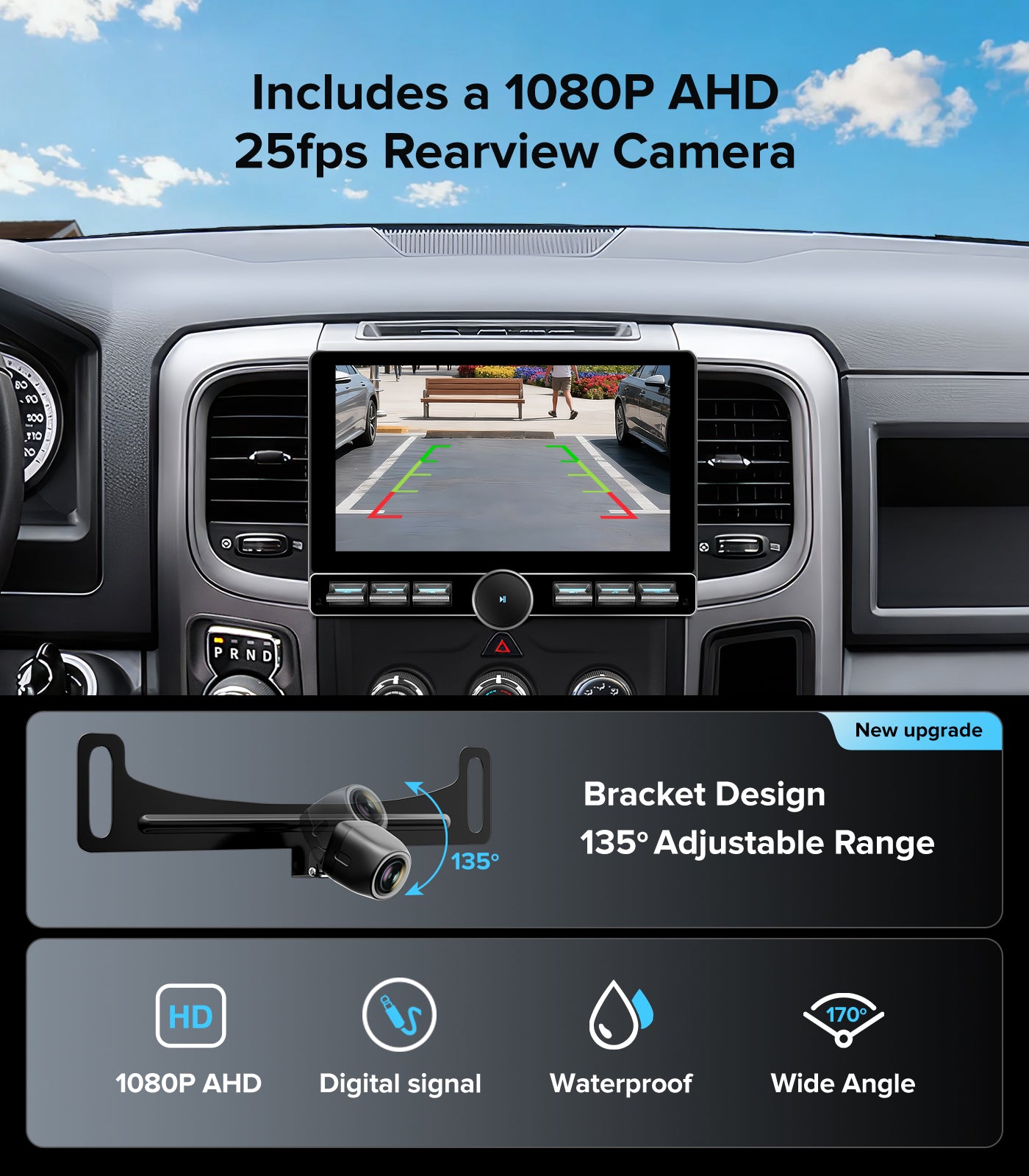 for Dodge 1500/2500/3500 Ram Radio 2013-2018 | Manual/Auto AC |Wireless CarPlay Android Auto| Single Knob Keybutton QLED Touch Screen Car Stereo