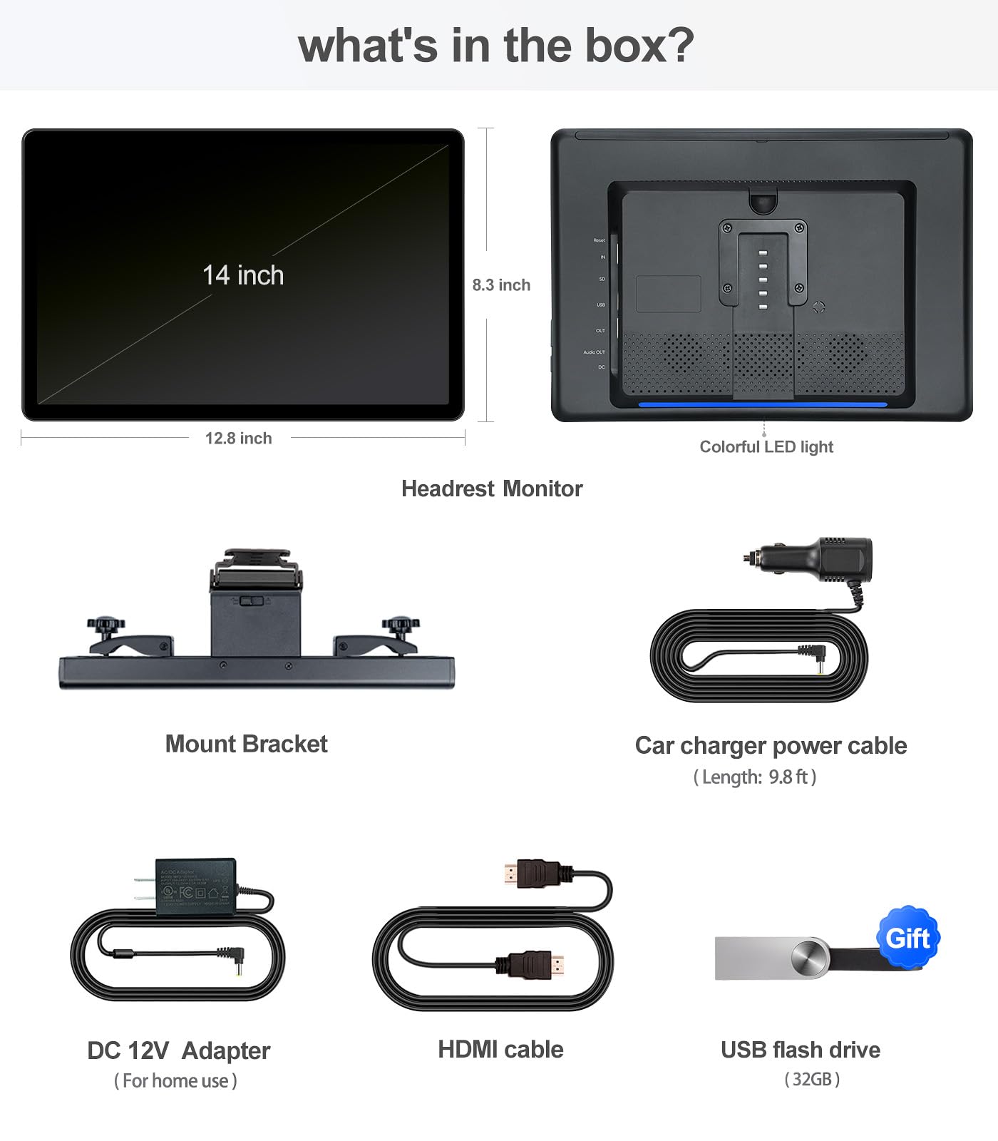 14" Android13 Car Headrest Monitor for Back Seat