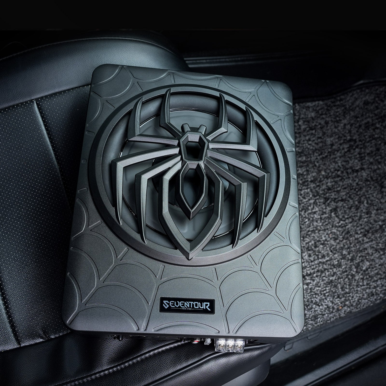 10" 1000W Slim Under Seat Powered Car Subwoofer, Car/Truck Audio Sub Built in Amplifier Combo, with Colorful LED Ambient Lights