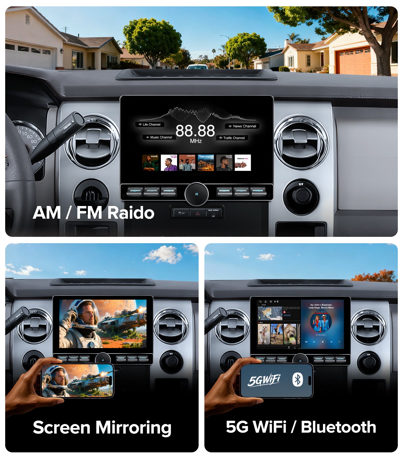 10" Single Knob keybutton Car Stereo for Ford F150 Car Radio 2009-2014