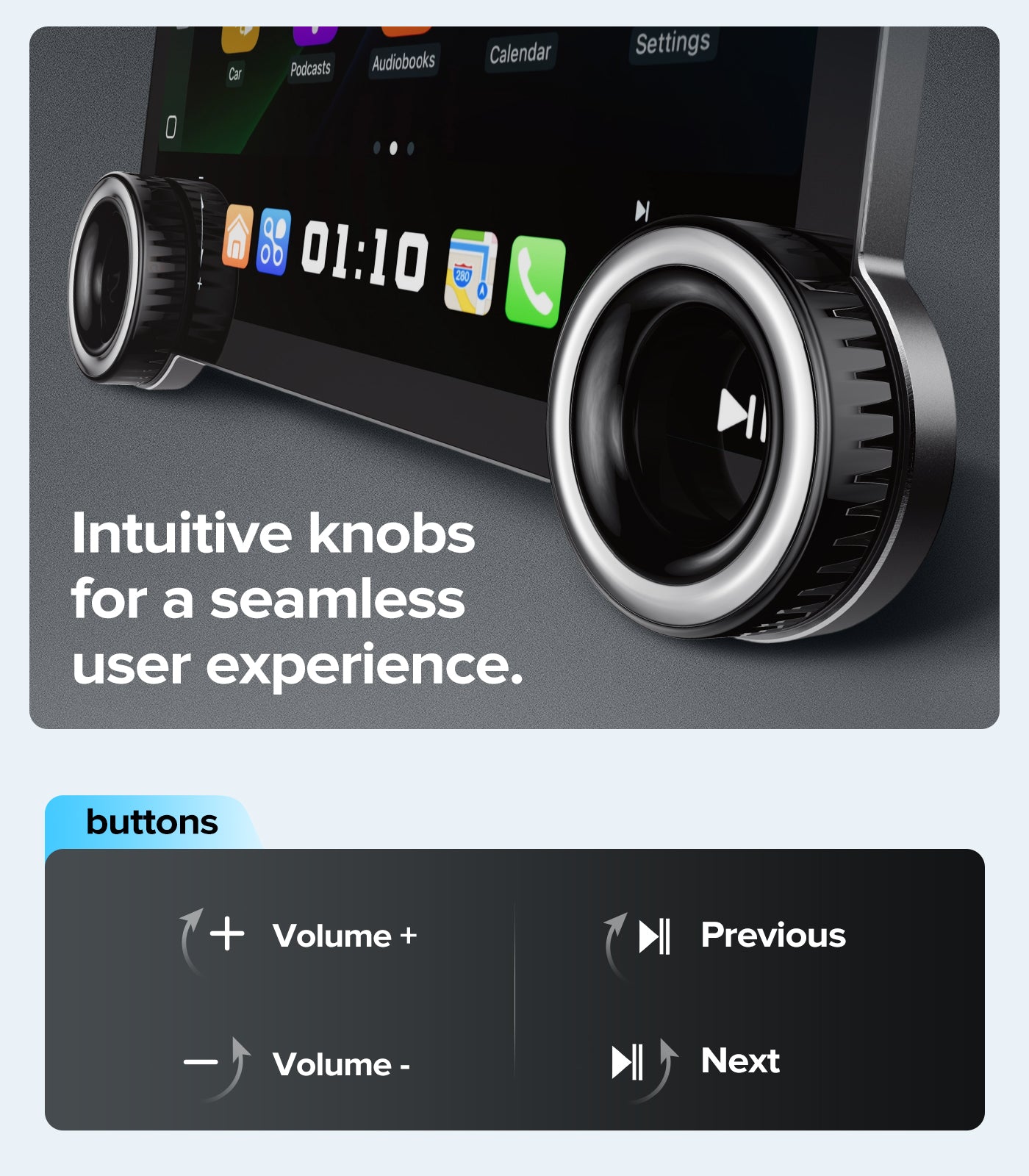 11.5" Dual Knobs for Toyota Tacoma Car Radio 2005-2015 |Wireless CarPlay Android Auto| QLED Touch Screen| Android 13.0| AM/FM |Steering Wheel Control