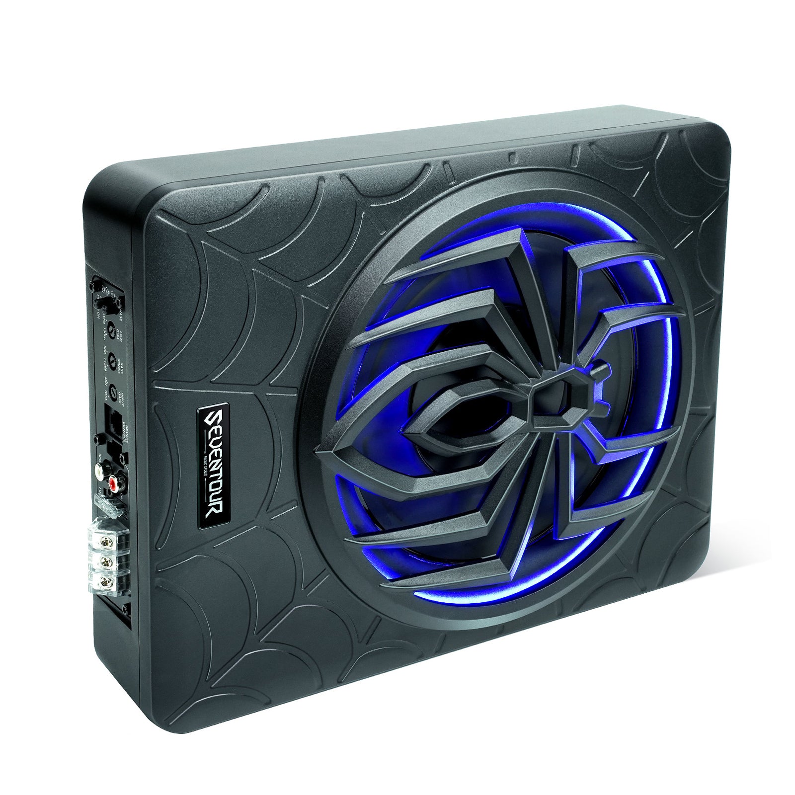 10" 1000W Slim Under Seat Powered Car Subwoofer, Car/Truck Audio Sub Built in Amplifier Combo, with Colorful LED Ambient Lights
