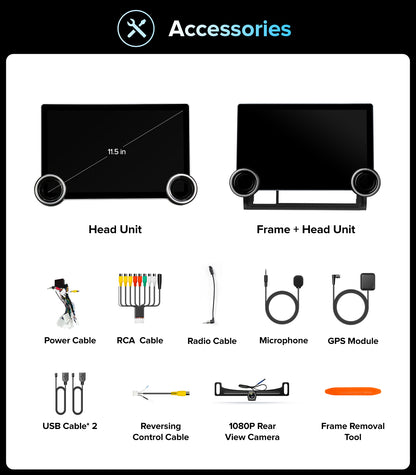 11.5" Dual Knobs for Toyota Tacoma Car Radio 2005-2015 |Wireless CarPlay Android Auto| QLED Touch Screen| Android 13.0| AM/FM |Steering Wheel Control