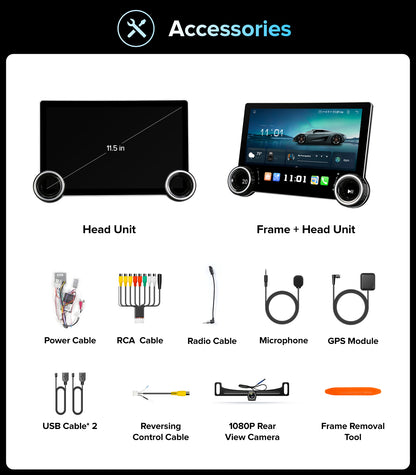 11.5" Dual Knobs car Radio for Ford F150 2004~2008,F250/F350/450/550 2009~2016 | Wireless CarPlay Android Auto | QLED Touch Screen Car Stereo