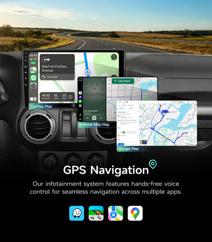 Car Radio for Jeep Wrangler JK Compass Grand Cherokee Dodge Ram Upgrade Stereo Wireless CarPlay Android Auto Touch Screen/Android13/Bluetooth/GPS Navigation/HD Backup Camera