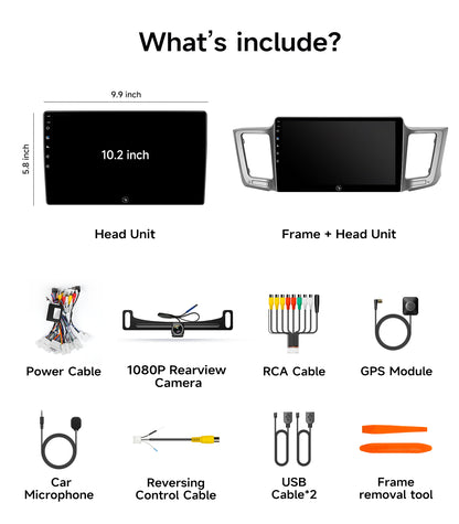 10.2" Car Radio Stereo for Toyota RAV4 2013-2018 - Wireless CarPlay & Android Auto | IPS HD 5G WiFi Touchscreen | GPS Navigation | Bluetooth FM with SWC | HD Backup Camera