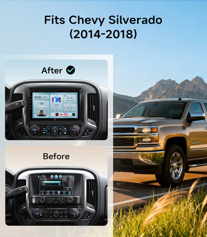 10.2" Car Stereo Radio for Chevy Silverado & GMC Sierra 2014-2018 - Wireless CarPlay & Android Auto, 5G WiFi GPS Navigation, Bluetooth FM/SWC, 1080P Backup Camera, Responsive Touchscreen