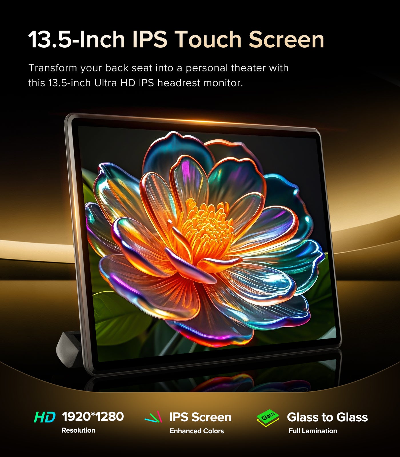 13.5" Android Car TV Headrest Monitor for Back Seat,Portable Rear Entertainment System Support Phone Wireless Mirroring 5G WiFi/HDMI/USB/Sync Touchscreen Video Players