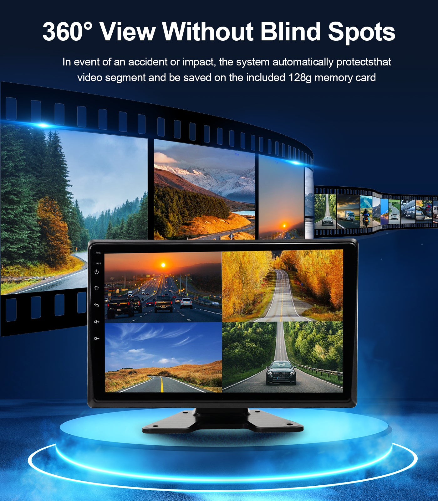 5-Channel 1080P Backup Camera Dash Cam with 10.2'' Monitor,DVR Recording Back Up Camera for RV/Truck/Van/Trailer/SUV Cars, Android.11 Car Raido with Wireless CarPlay/Android Auto/BT/FM/WiFi