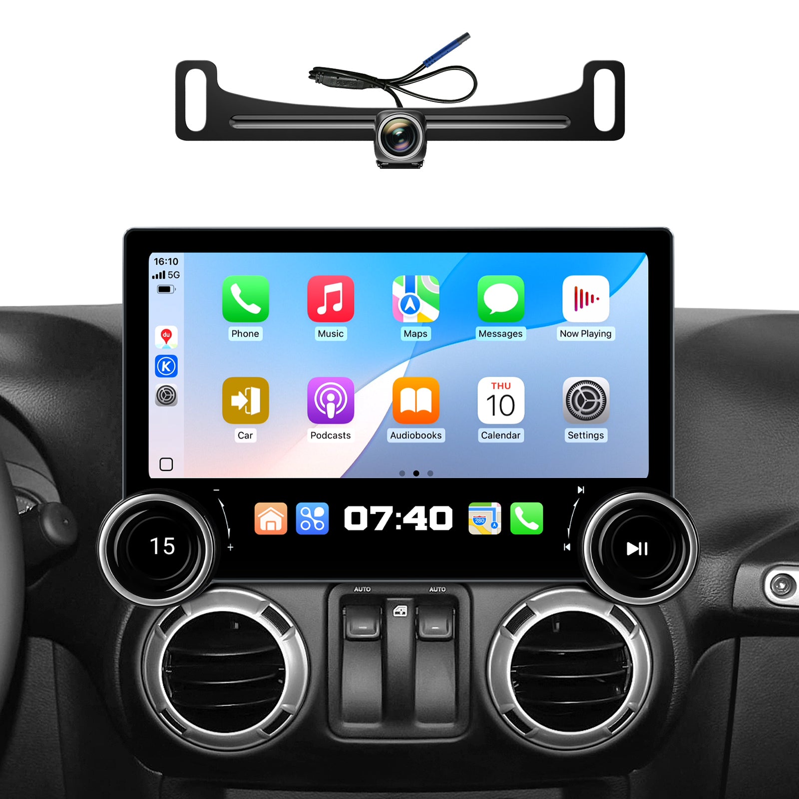 for Jeep Wrangler JK Head Unit Dodge Ram1500 Radio | 11.5" Dual Knob | Wireless CarPlay Android Auto | QLED Touch Screen Car Stereo| AM/FM |Steering Wheel Control