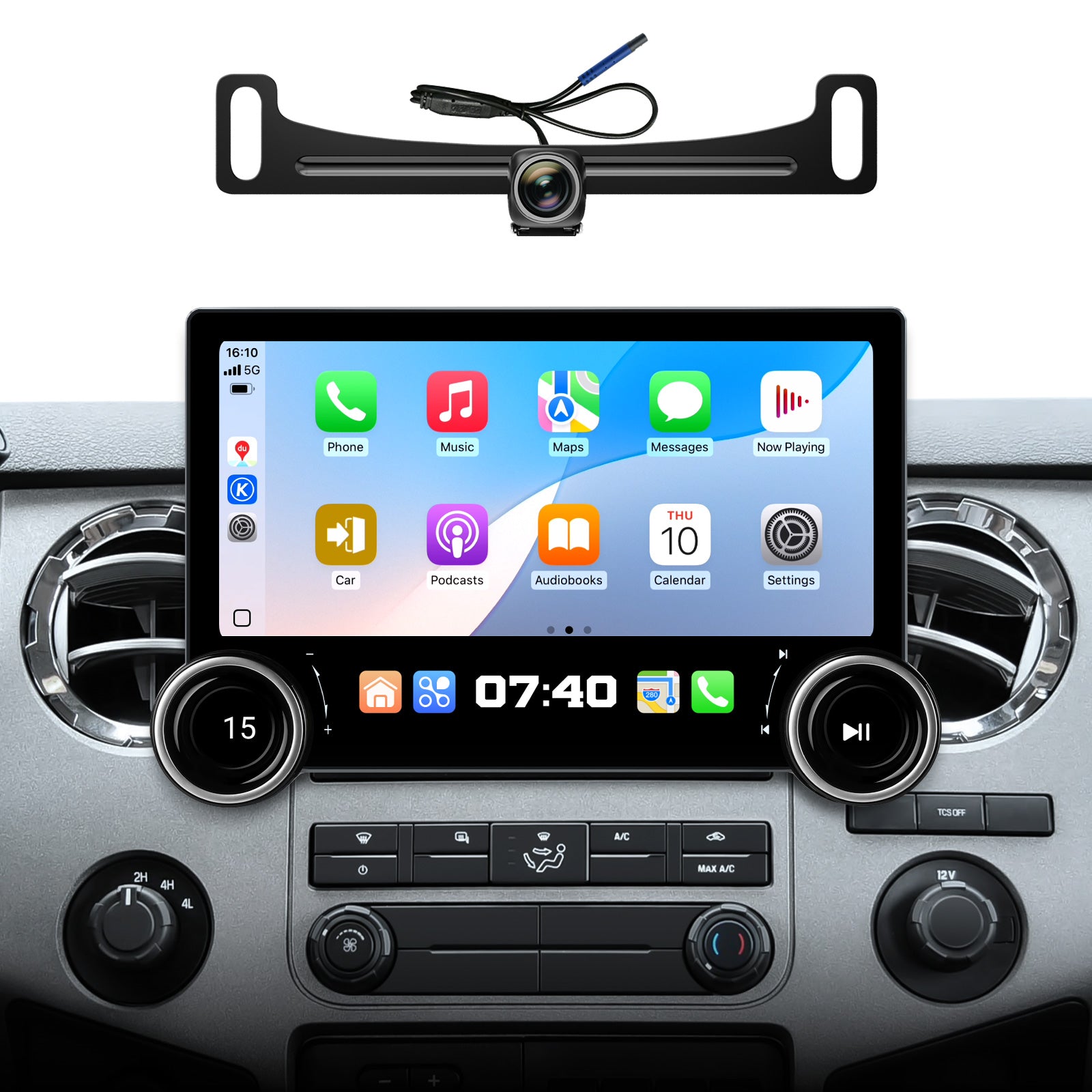 11.5" Dual Knobs car Radio for Ford F150 2004~2008,F250/F350/450/550 2009~2016 | Wireless CarPlay Android Auto | QLED Touch Screen Car Stereo
