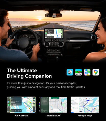 for Jeep Wrangler JK Head Unit Dodge Ram 1500 Radio | Wireless CarPlay Android Auto QLED Touch Screen Car Stereo | Single Knob Keybutton| AM/FM |Steering Wheel Control