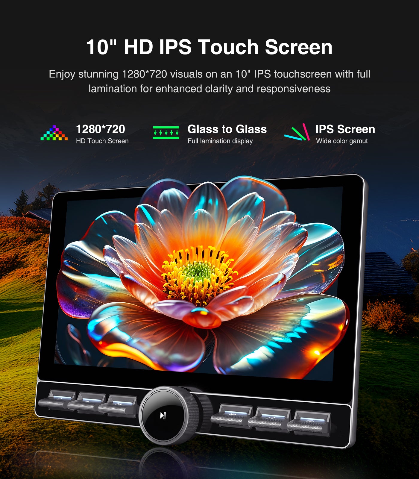 10" Single Knob keybutton Car Stereo for Jeep Wrangler JL Gladiator JT 2019-2023