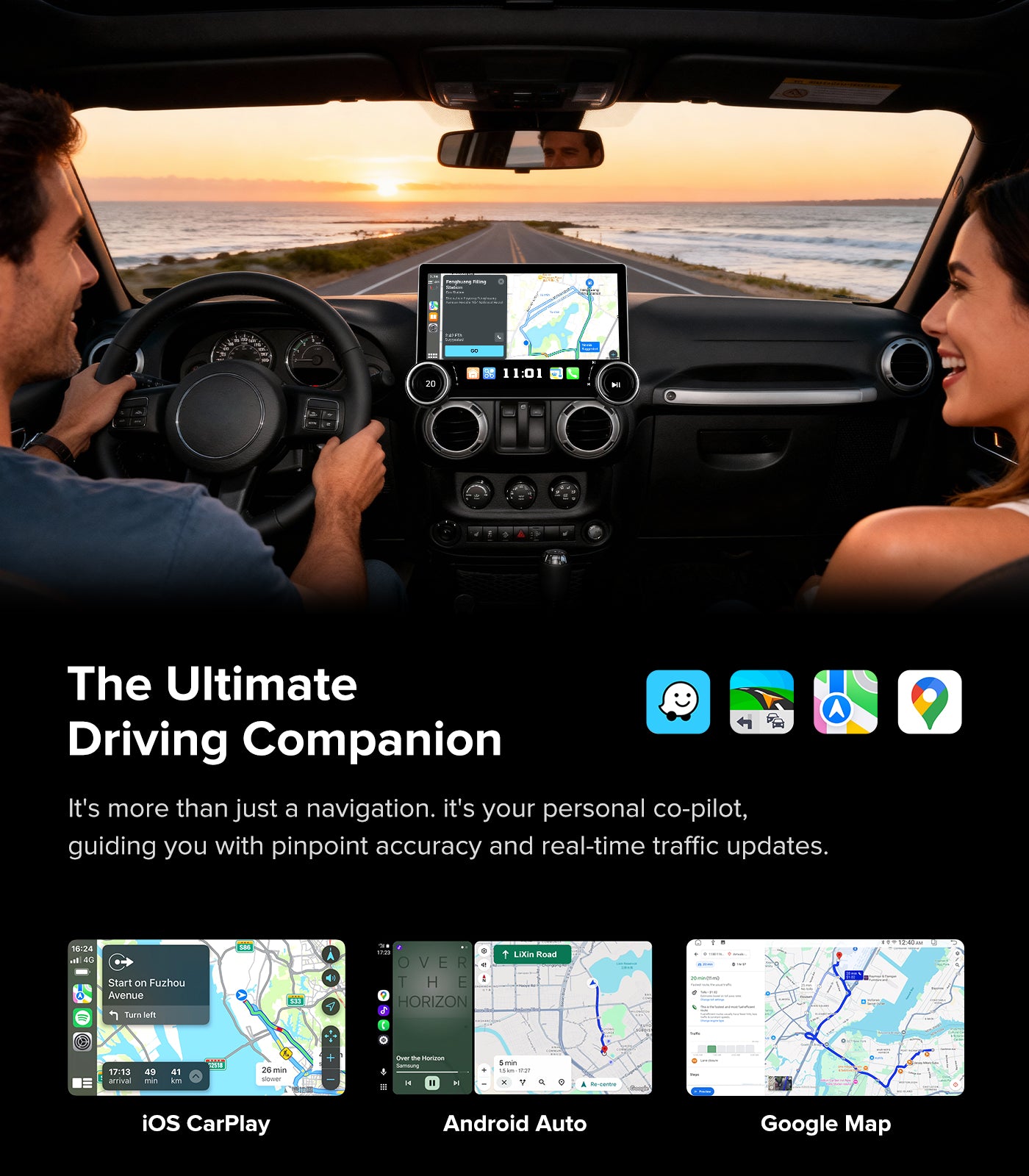 for Jeep Wrangler JK Head Unit Dodge Ram1500 Radio | 11.5" Dual Knob | Wireless CarPlay Android Auto | QLED Touch Screen Car Stereo| AM/FM |Steering Wheel Control