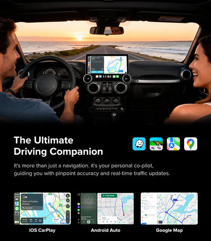 for Jeep Wrangler JK Head Unit Dodge Ram1500 Radio | 11.5" Dual Knob | Wireless CarPlay Android Auto | QLED Touch Screen Car Stereo| AM/FM |Steering Wheel Control