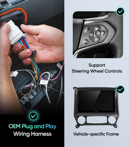 10.2" Car Stereo Radio for Chevy Silverado & GMC Sierra 2014-2018 - Wireless CarPlay & Android Auto, 5G WiFi GPS Navigation, Bluetooth FM/SWC, 1080P Backup Camera, Responsive Touchscreen