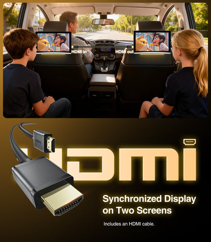 10.8" Android 13 Car TV Headrest Monitor - 5G WiFi Touch Screen Tablet, Supports Phone Mirroring, HDMI in/Out, Bluetooth, USB/SD, Backseat Video Player