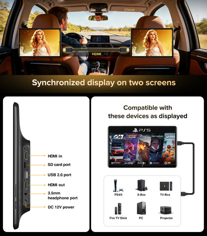 13.5" Android Car TV Headrest Monitor for Back Seat,Portable Rear Entertainment System Support Phone Wireless Mirroring 5G WiFi/HDMI/USB/Sync Touchscreen Video Players