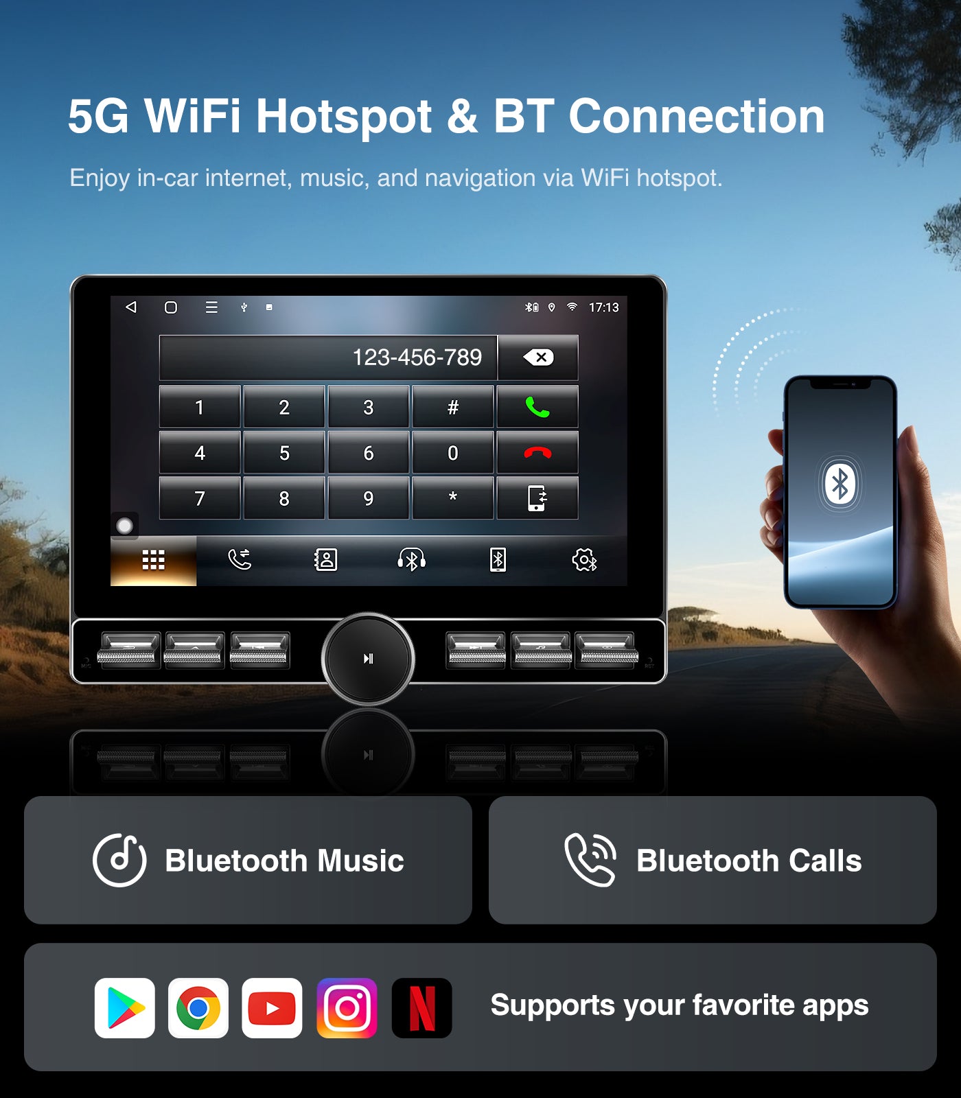 10" Single Knob keybutton Car Stereo for Jeep Wrangler JL Gladiator JT 2019-2023