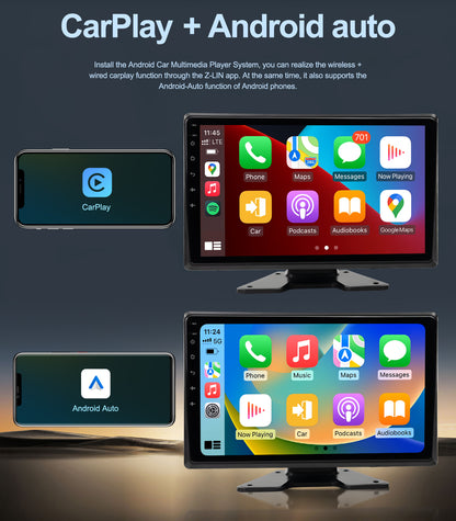 5-Channel 1080P Backup Camera Dash Cam with 10.2'' Monitor,DVR Recording Back Up Camera for RV/Truck/Van/Trailer/SUV Cars, Android.11 Car Raido with Wireless CarPlay/Android Auto/BT/FM/WiFi