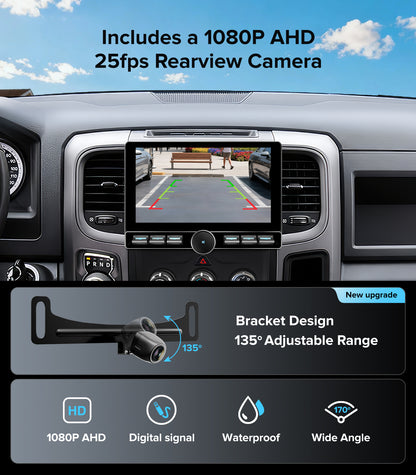 for Dodge 1500/2500/3500 Ram Radio 2013-2018 | Manual/Auto AC |Wireless CarPlay Android Auto| Single Knob Keybutton QLED Touch Screen Car Stereo