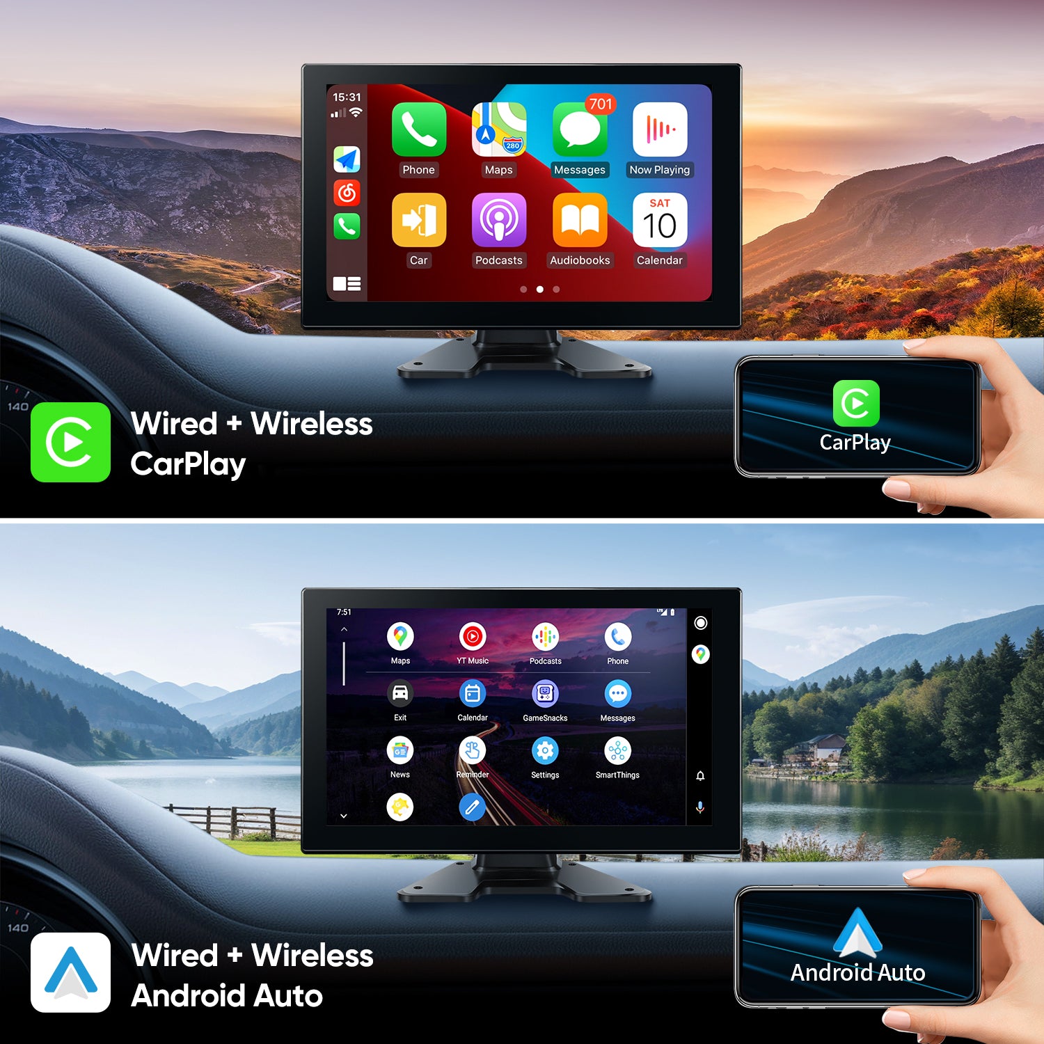 4 Channel 1080p Backup Camera Dash Cam for RV/Truck/Trailer/Van/SUV/Cars,10.2 Inch Touch Screen Quad Split Parking Monitor with DVR Recording/Playback/Bluetooth/FM Radio/Music/Video Player