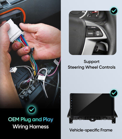 5G WiFi Car Stereo for Honda Accord 2008 2009 2010 2011 2012 2013 10.2 Inch IPS HD Touch Screen Car Radio Wireless CarPlay Android Auto, GPS FM/SWC Bluetooth 1080P Backup Camera