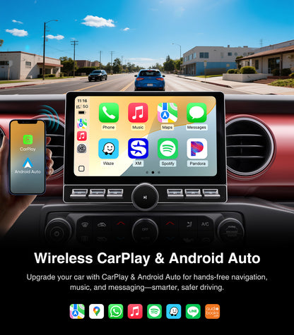 10" Single Knob keybutton Car Stereo for Jeep Wrangler JL Gladiator JT 2019-2023