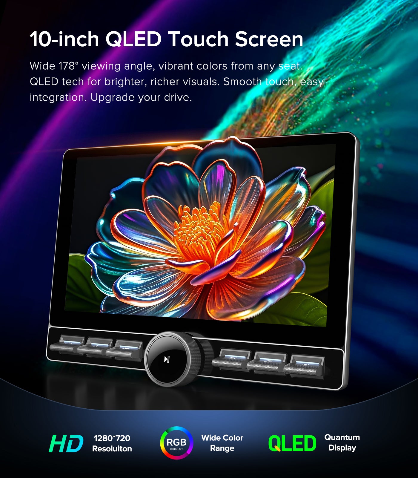 for Dodge 1500/2500/3500 Ram Radio 2013-2018 | Manual/Auto AC |Wireless CarPlay Android Auto| Single Knob Keybutton QLED Touch Screen Car Stereo