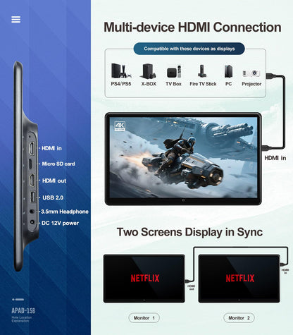 15.6 inch 4K Android.13 Car TV Headrest Monitor for Cars Back seat Rear Entertainment System, Support Phone Wireless Mirror Link Touch Screen,with WiFi/Bluetooth/HDMI/USB/Video Player