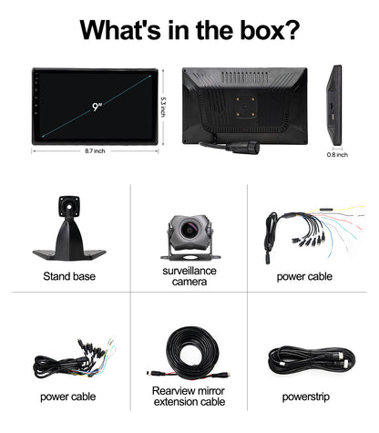 5-Channel 1080P Backup Camera Dash Cam with 10.2'' Monitor,DVR Recording Back Up Camera for RV/Truck/Van/Trailer/SUV Cars, Android.11 Car Raido with Wireless CarPlay/Android Auto/BT/FM/WiFi