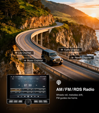 10" Single Knob keybutton Car Stereo for Jeep Wrangler JL Gladiator JT 2019-2023