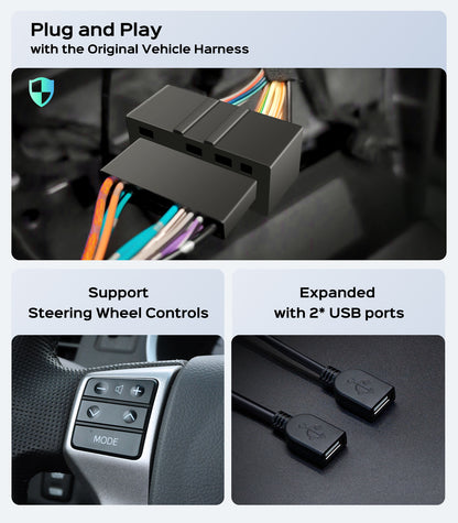 9" Car Stereo Radio for Toyota Tacoma 2005-2015 | Wireless CarPlay Android Auto | 5G WiFi GPS Navigation | IPS HD Touchscreen | Bluetooth/FM/SWC | Plug & Play with 1080P Backup Camera