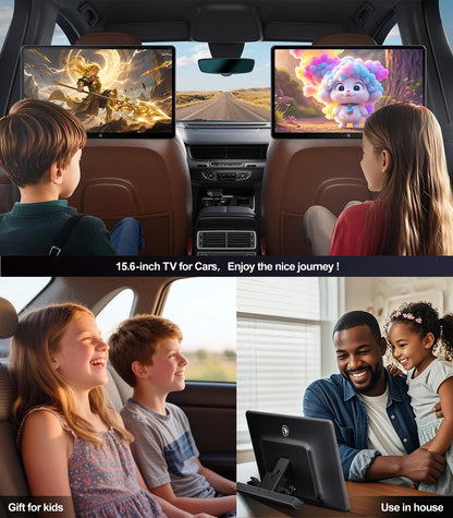 15.6 inch 4K Android.13 Car TV Headrest Monitor for Cars Back seat Rear Entertainment System, Support Phone Wireless Mirror Link Touch Screen,with WiFi/Bluetooth/HDMI/USB/Video Player