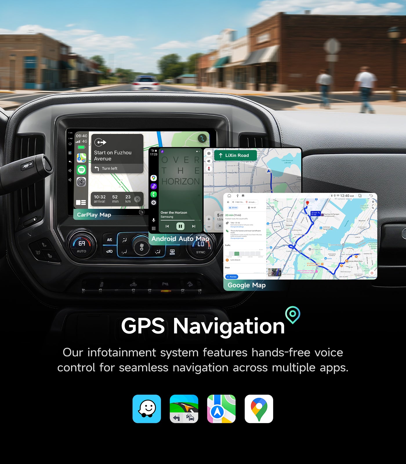 10.2" Car Stereo Radio for Chevy Silverado & GMC Sierra 2014-2018 - Wireless CarPlay & Android Auto, 5G WiFi GPS Navigation, Bluetooth FM/SWC, 1080P Backup Camera, Responsive Touchscreen