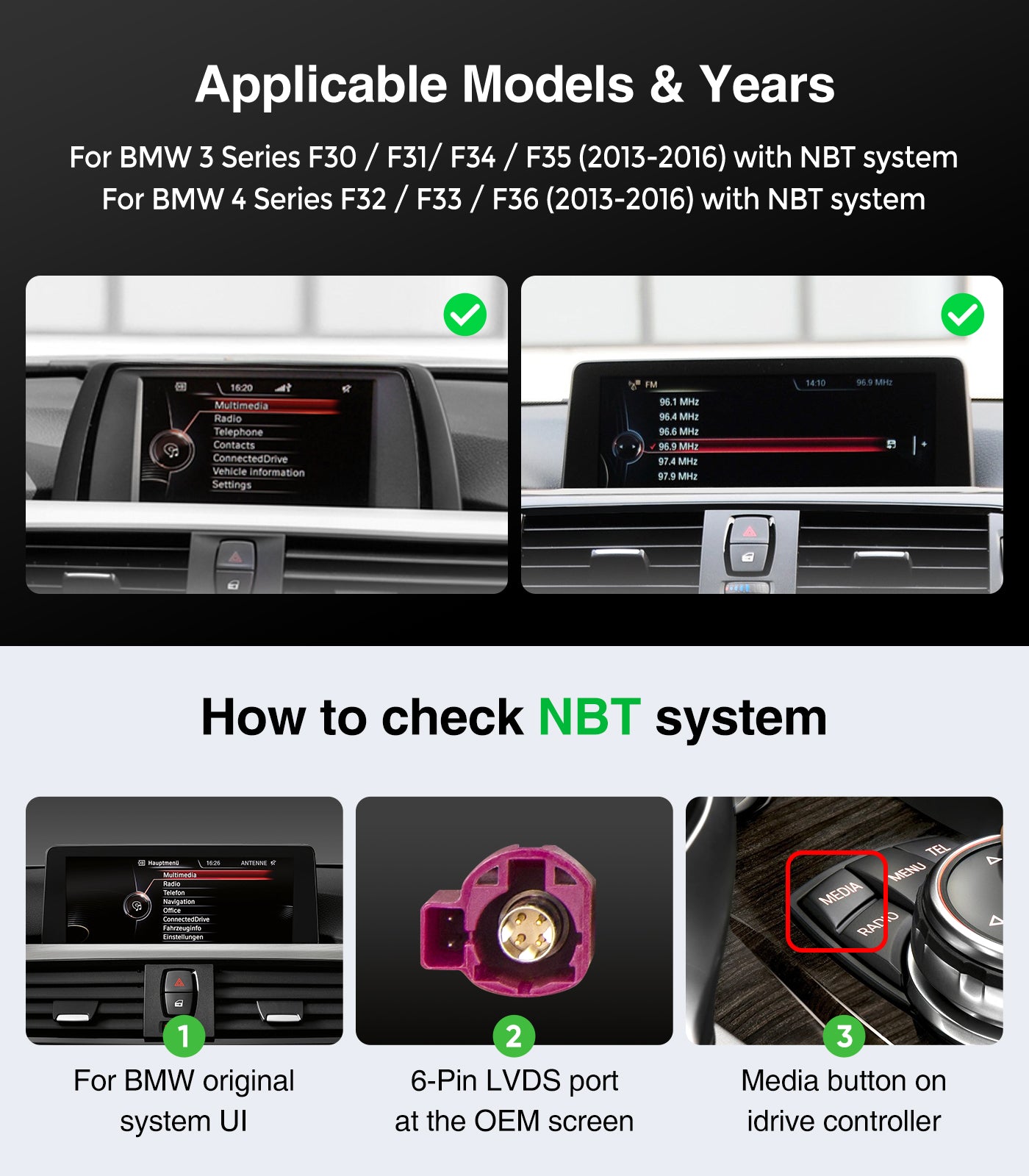 12.3" Android Car Stereo for BMW Carplay Screen 3/4 Series NBT System 2013-2016